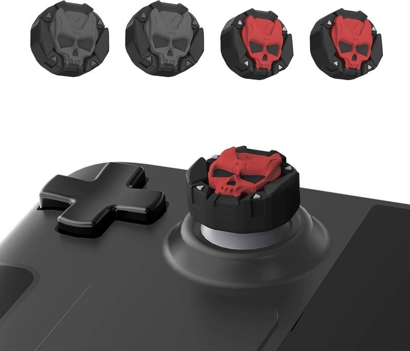 GEEKSHARE Thumb Grip Caps for Steam Deck Joystick,Soft Silicone Anti-Slip Thumbsticks Cover Set Compatible with Steam Deck Only - 2 Pairs/4 PCS (Black & Red) - Image 1